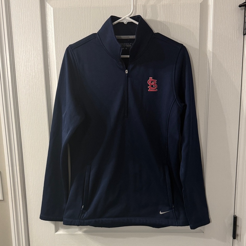 Navy Quarter-Zip Nike Golf Pullover with Red Logo STL Size Large